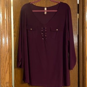 Deep purple long sleeve blouse